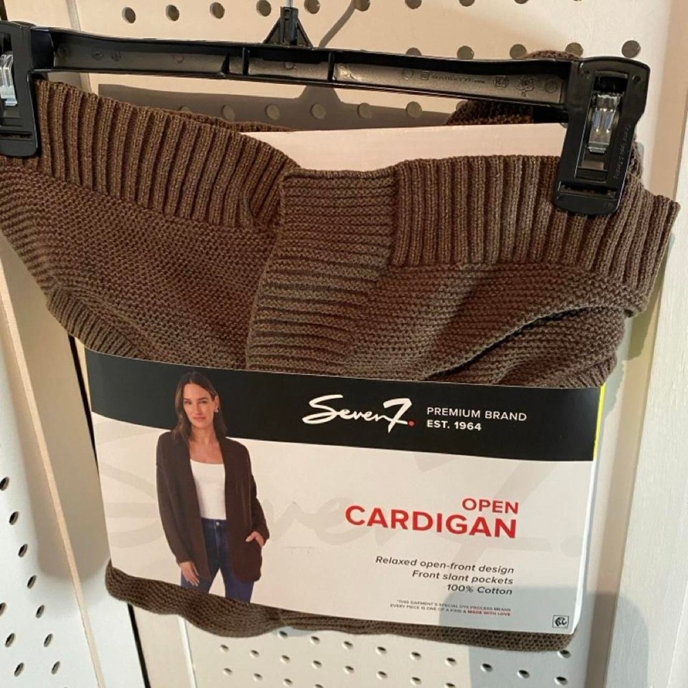 Seven7 brown cotton cardigan in size M
